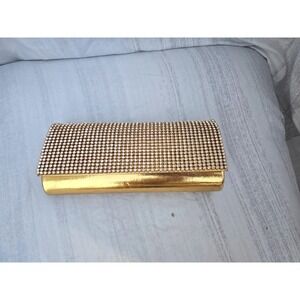 Gold Rhinestone Evening Clutch Purse Formal Handbag Sparkle Metallic Bag